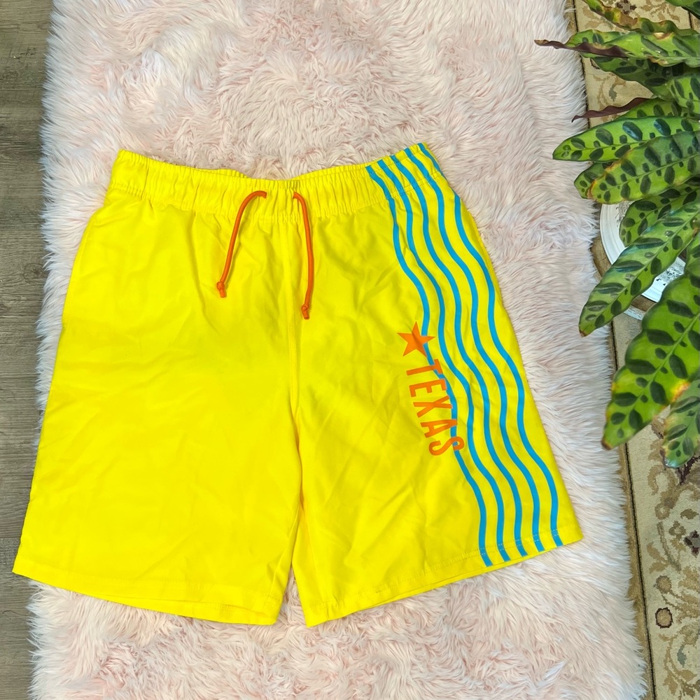 Creative Apparel Concepts Yellow Blue Orange Texas Swim Trunks Sz‎ M Mesh Liner
